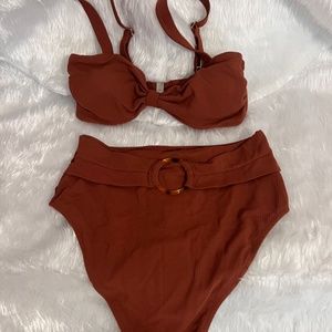 NWT 2 Piece Ridged Bikini High Waisted Bathing Suite